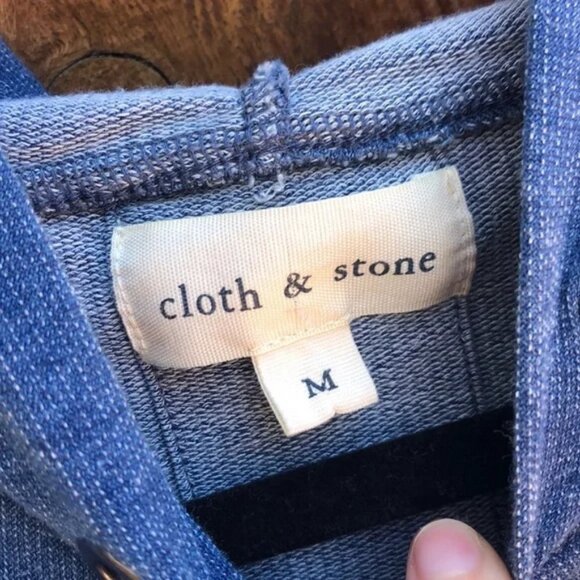 Cloth and Stone Blue Cropped Lightweight Hoodie Medium - Picture 4 of 9